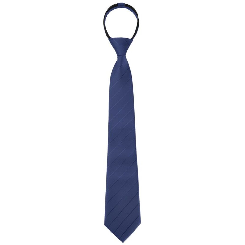 Zipper Tie Pre-Tied Patterned Necktie Adjustable Neck Ties Navy Blue -2